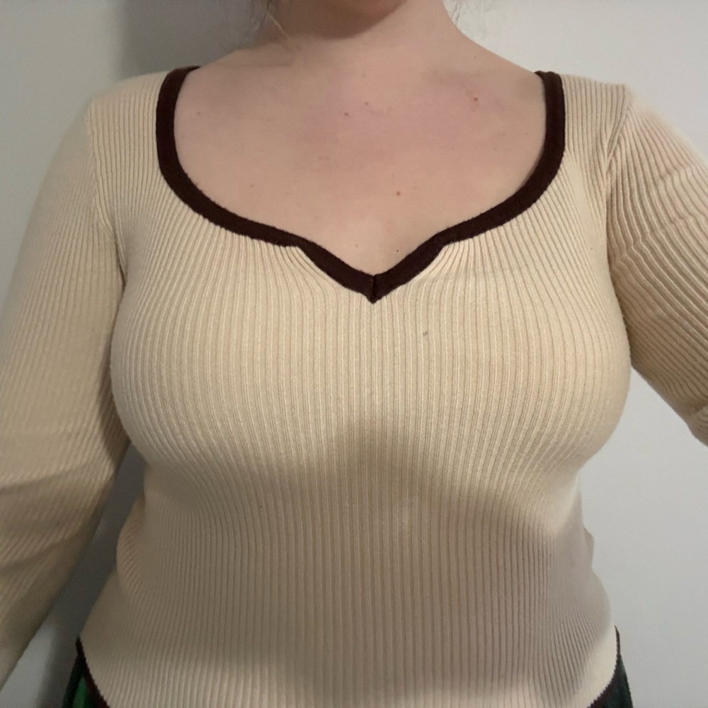 Cream and Brown Sweater